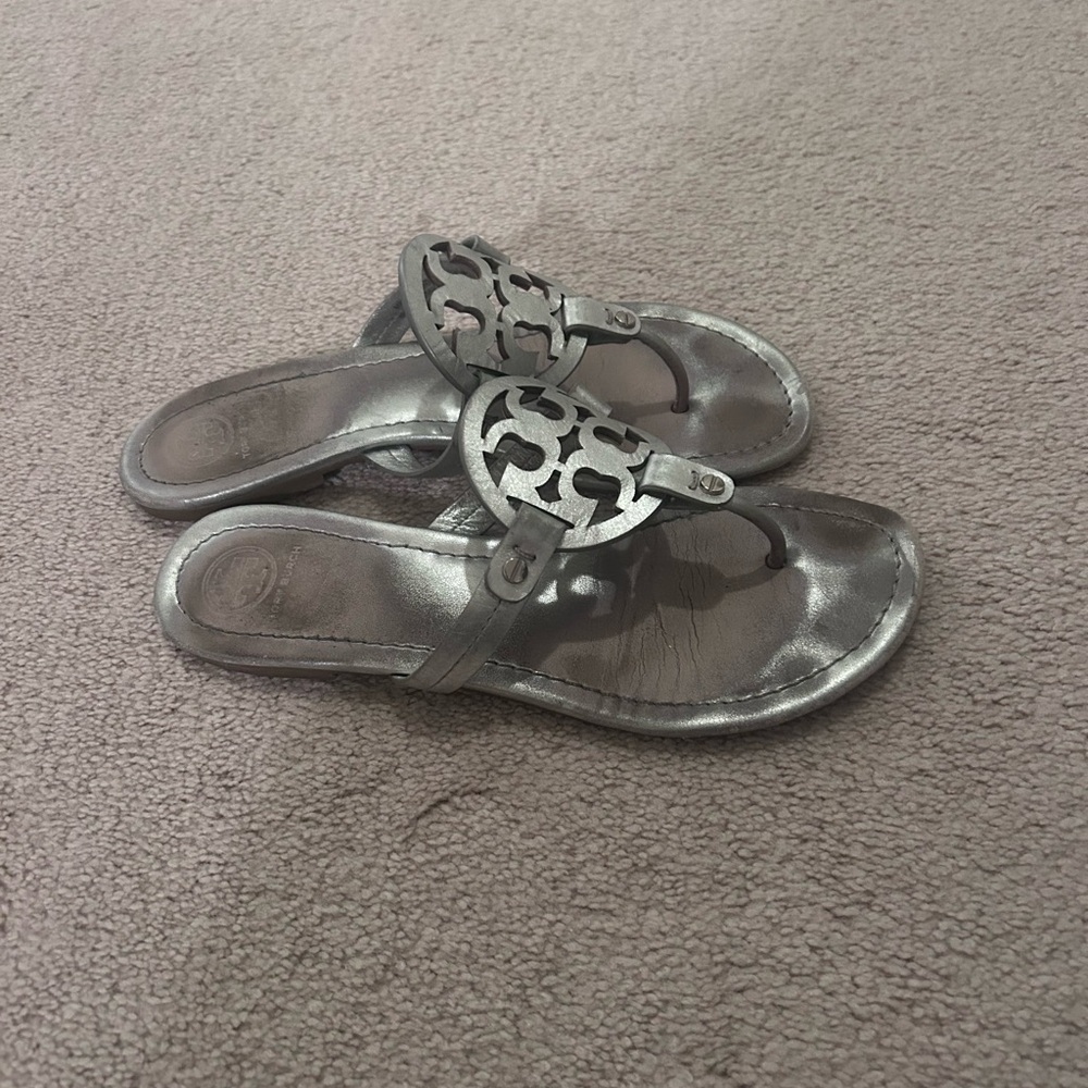 Tory Burch, silver leather, size 9.5 Miller sandals